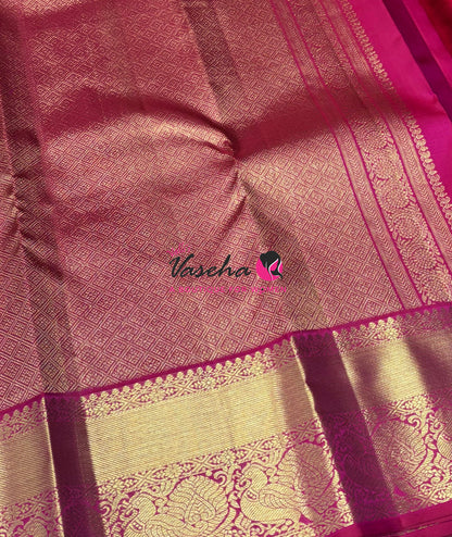 Pure Kanchipuram Silk Saree - Pink Shade - VVPS088