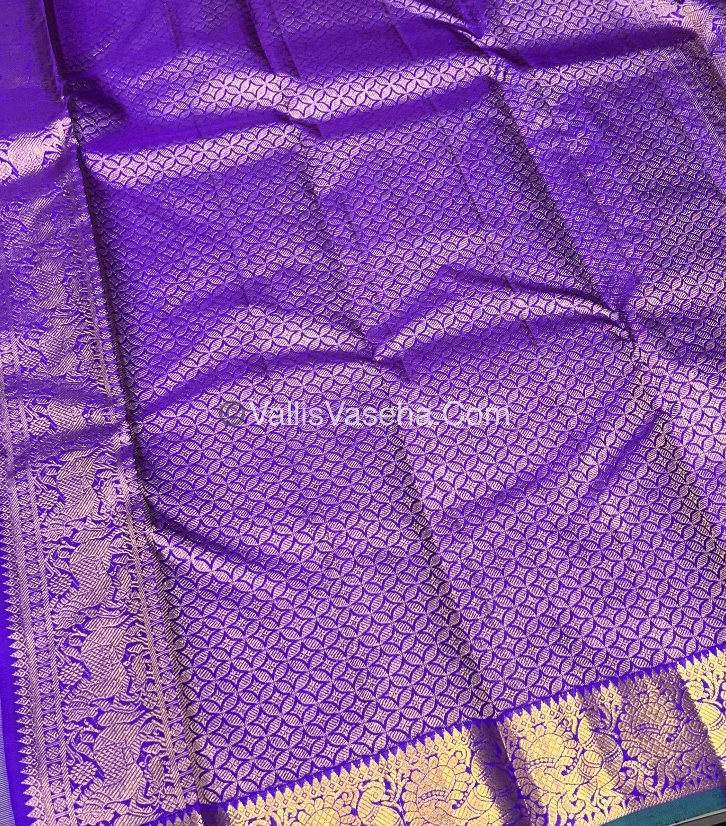 Pure Kanchipuram Silk Saree - Double Tone Grey & Violet Combo - VVPS014