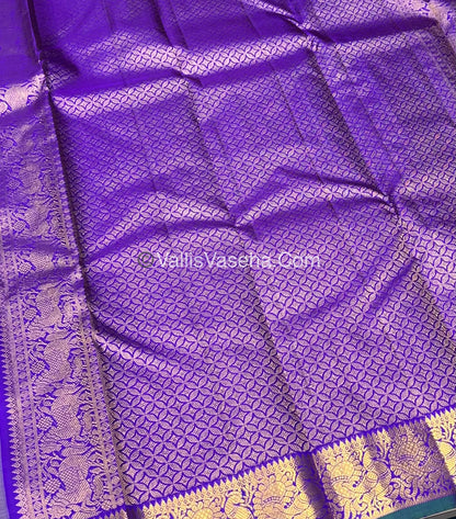 Pure Kanchipuram Silk Saree - Double Tone Grey & Violet Combo - VVPS014