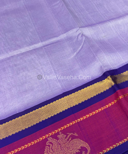 Pure Korvai Silk Cotton With Elephant Butta Border - VVKSC017