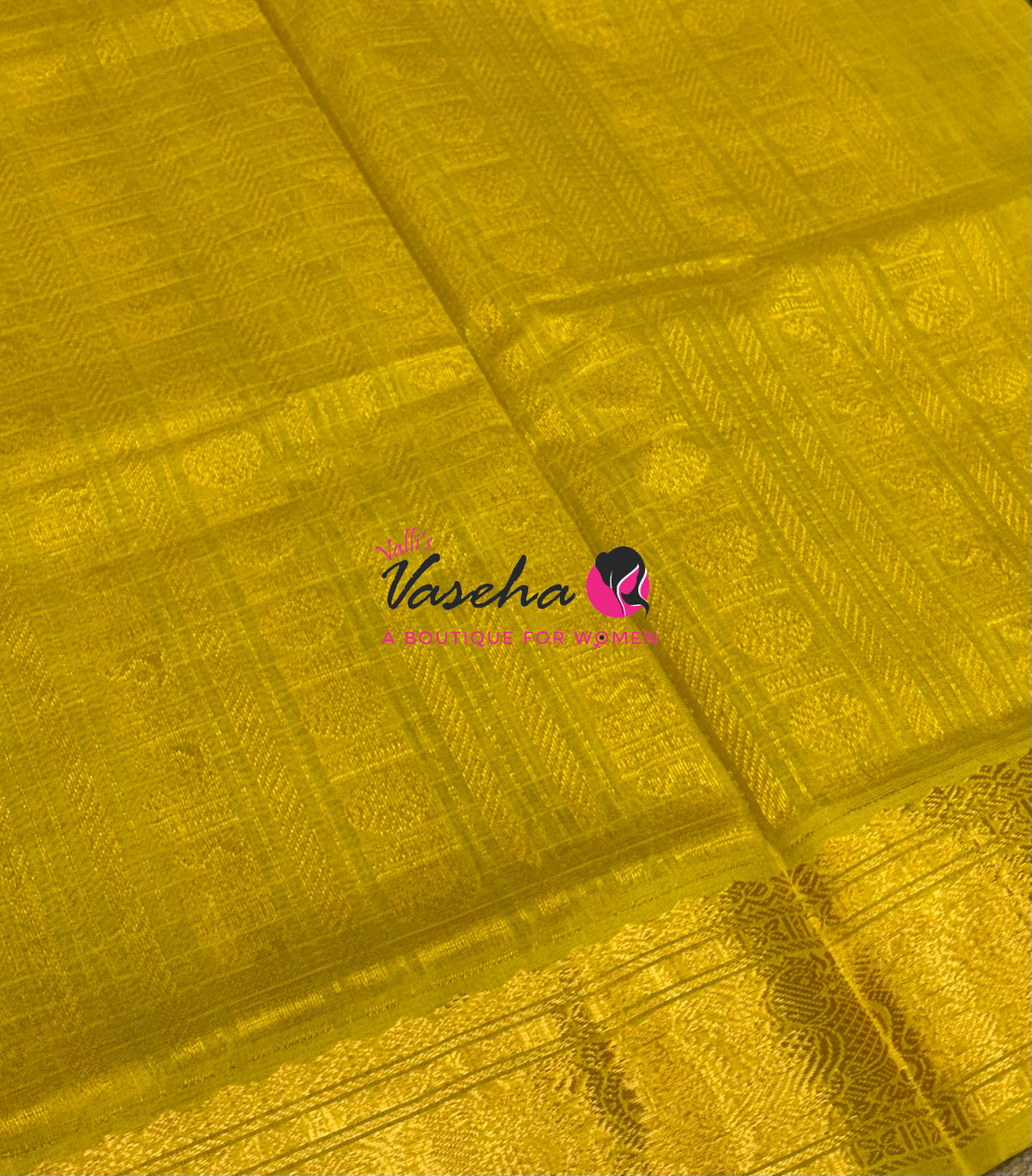 Pure Silk Cotton Saree - Green With Lemon Yellow Shade - Lakshadeepam Design - VVPLD001