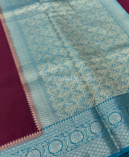 Premium Viscose Saree - Maroon & Blue  Shade - VVPV001