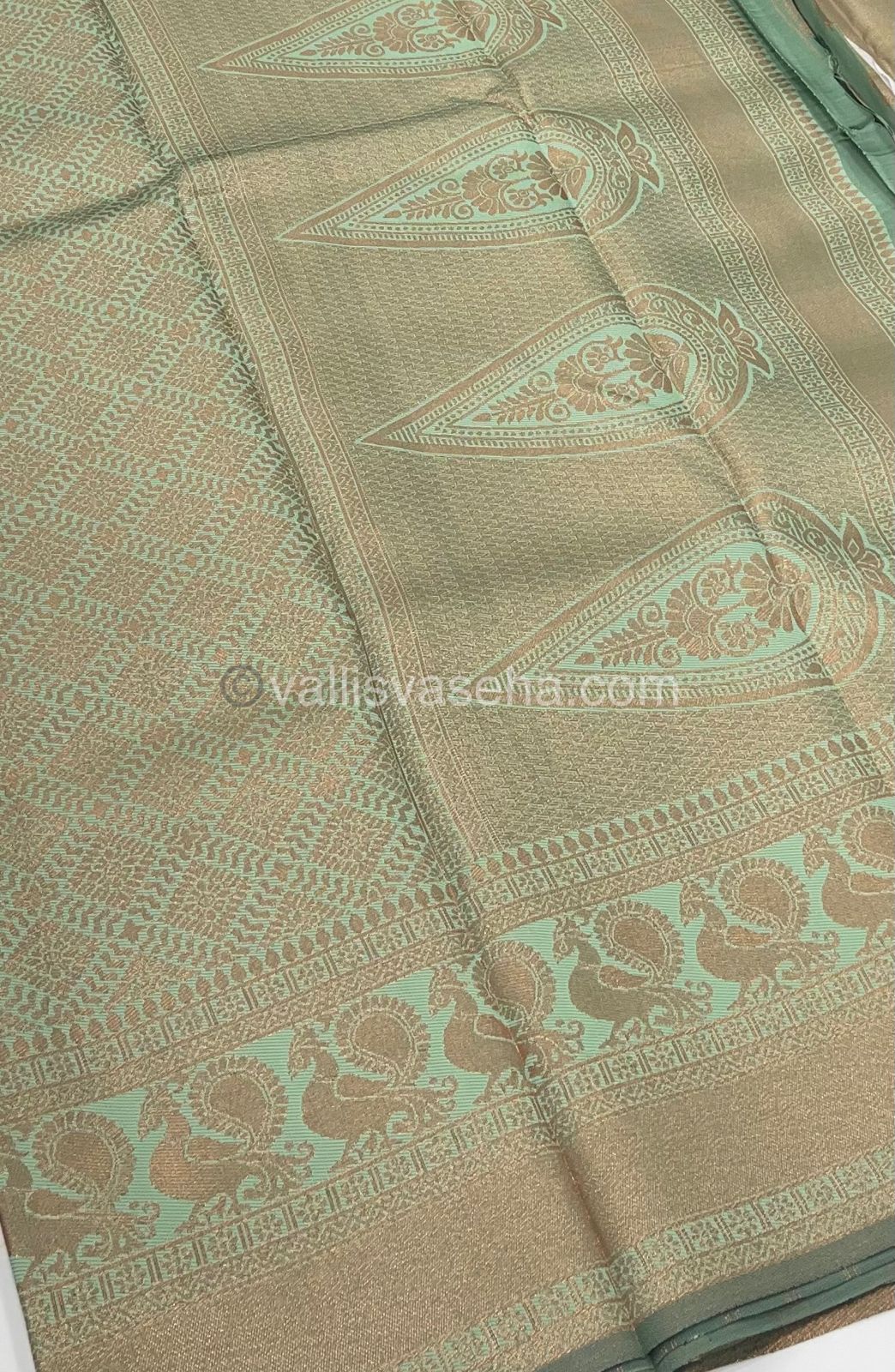 Semi Silk Saree - Kanchi Semi Silk Style - Peacock Border - VVSSS006