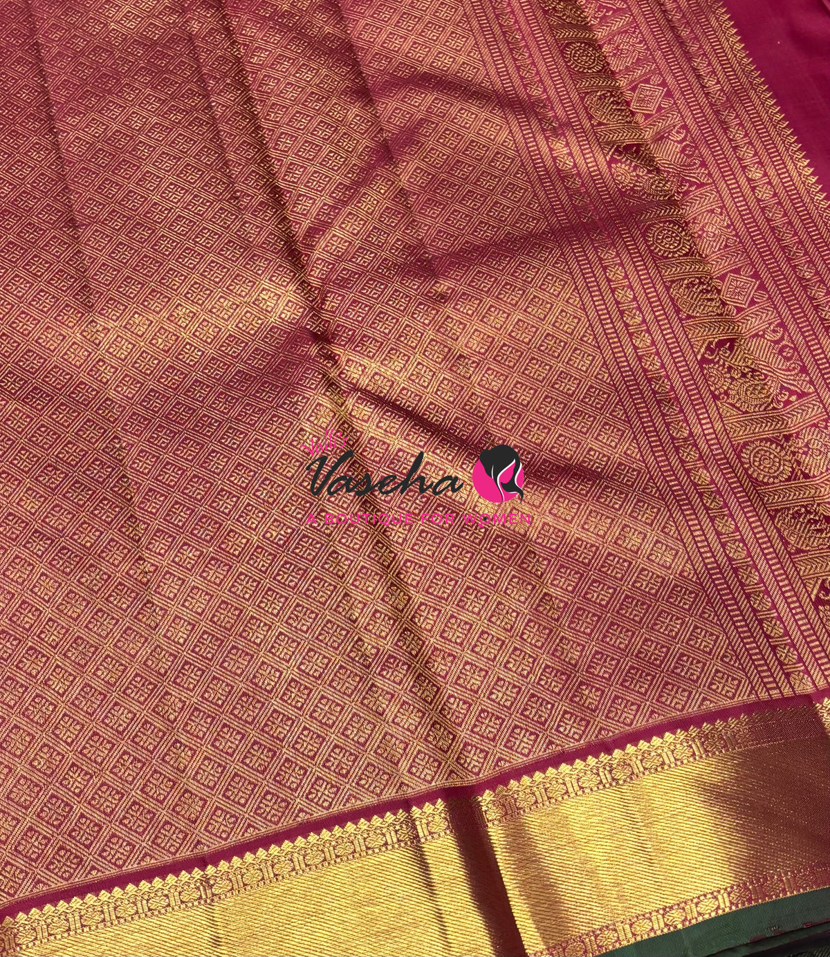 Pure Kanchipuram Silk Saree - Maroon Shade  - VVPS027