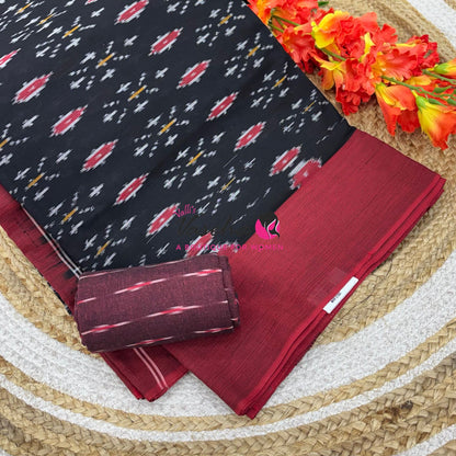 Ikkat Mercerised Cotton Saree - Single Ikkat - VVIKS001