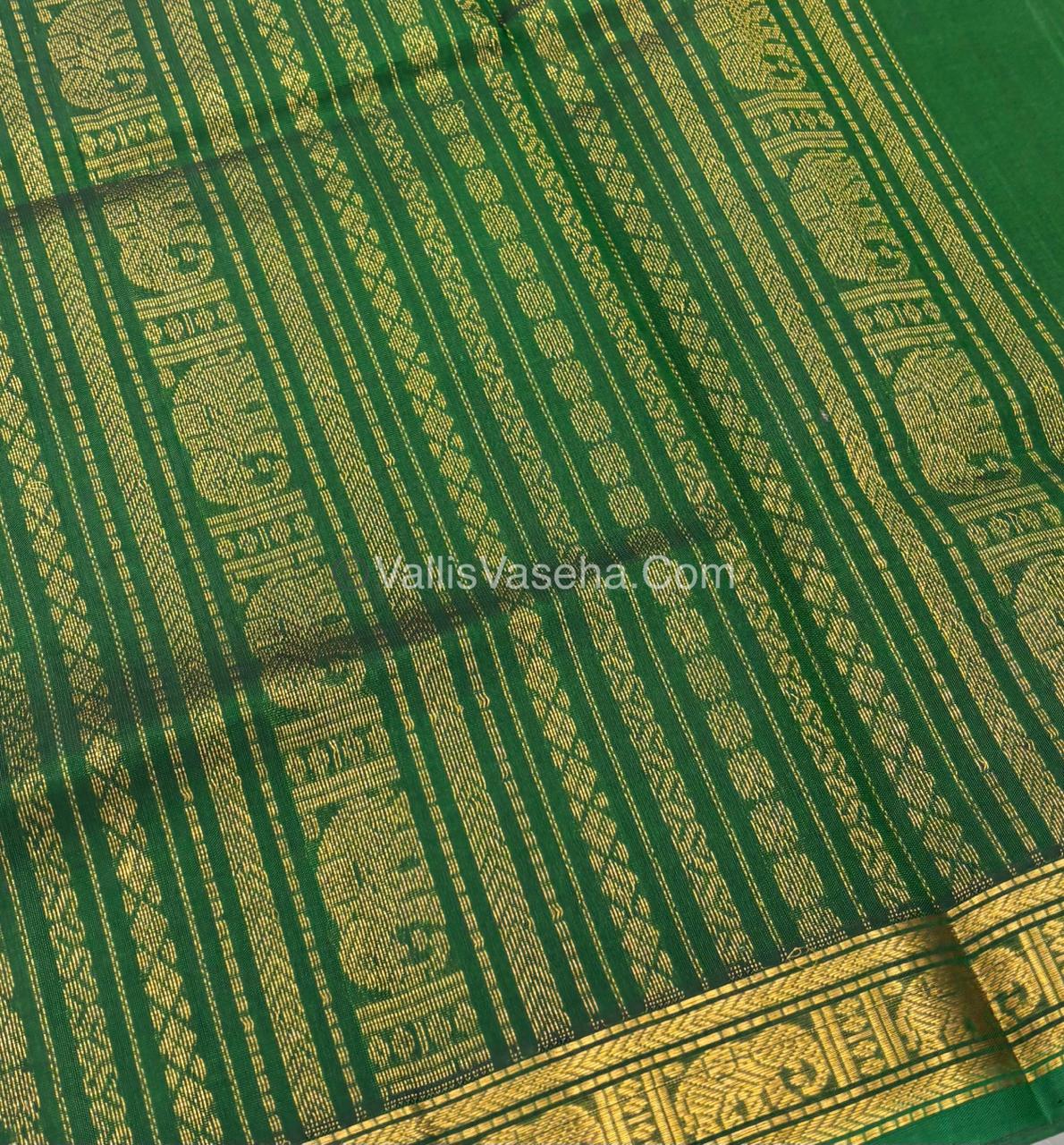 Pure Silk Cotton Saree - Retta Mayil Design - Green Shade - VVRMS001