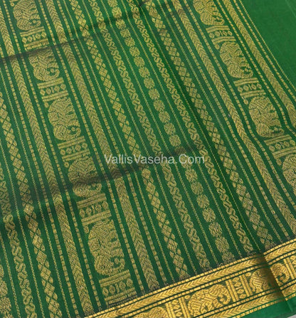 Pure Silk Cotton Saree - Retta Mayil Design - Green Shade - VVRMS001