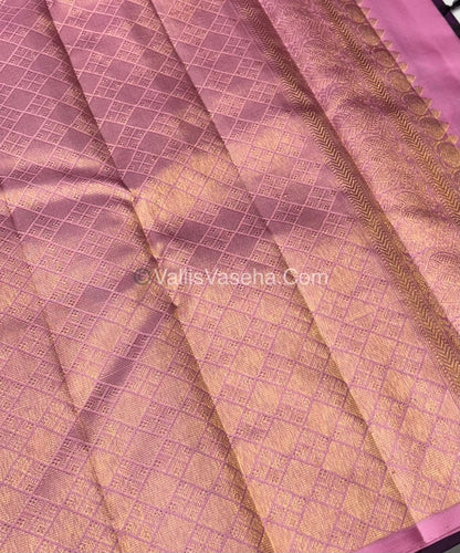 Pure Kanchipuram Silk Saree - Borderless - Purple with baby pink- VVPS043