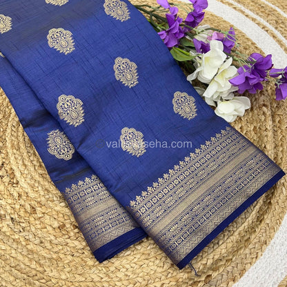 Semi Tussar Silk Saree - Navy Blue Shade - VVSTS008