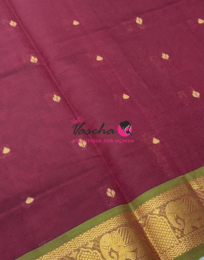 Semi Silk Cotton Saree | Small Leaf Butta Design |VVSSC010