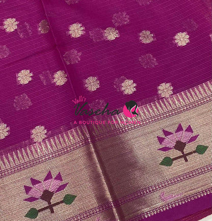 Kota Saree - Paithani Border - Orange with  Pink   - VVKPS001