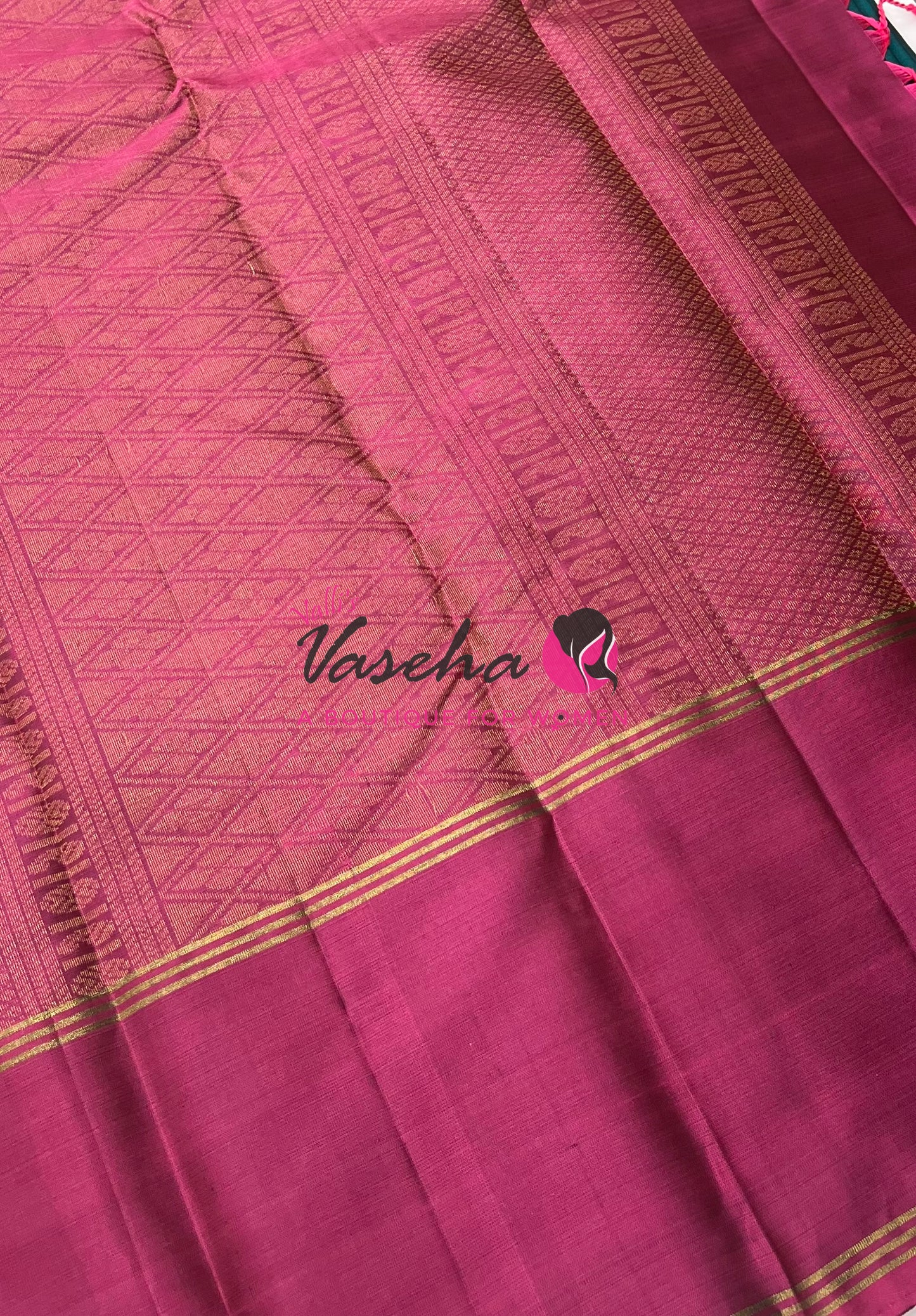 Half Mix - Pure Soft Silk Saree - Long Retta Petta Border with Butta - VVPSS084
