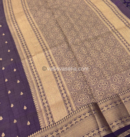 Semi Tussar Silk - Grand Pallu Violetish Purple Shade - VVSTS023