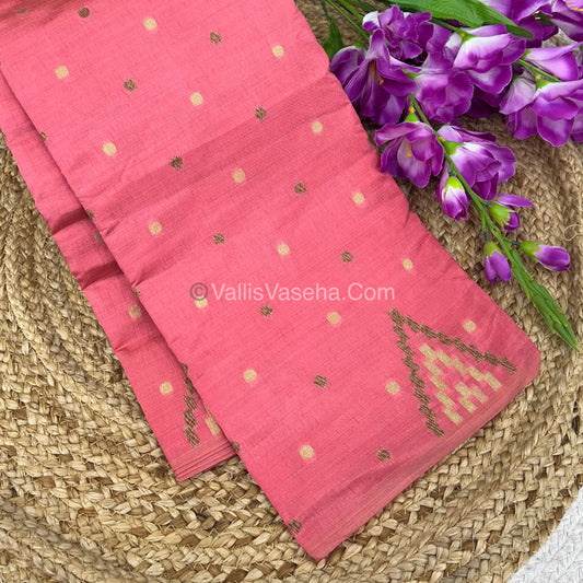 Cherry Tussar - Semi Tussar Silk - Peach Shade - VVSTS009