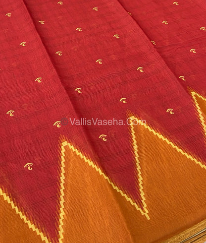 Semi Chanderi Saree - Red & Orange Combo - VVSCS003