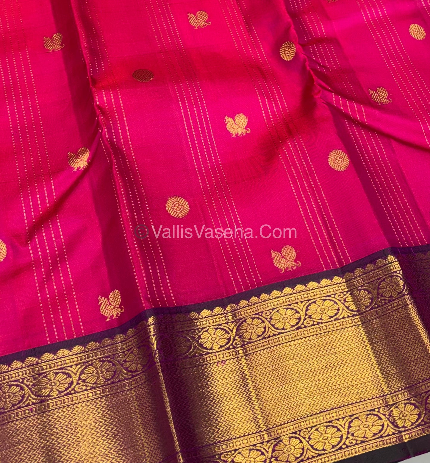 Pure Kanchipuram Silk Saree - Pink & Manthulir Purple Combo - VVPS026