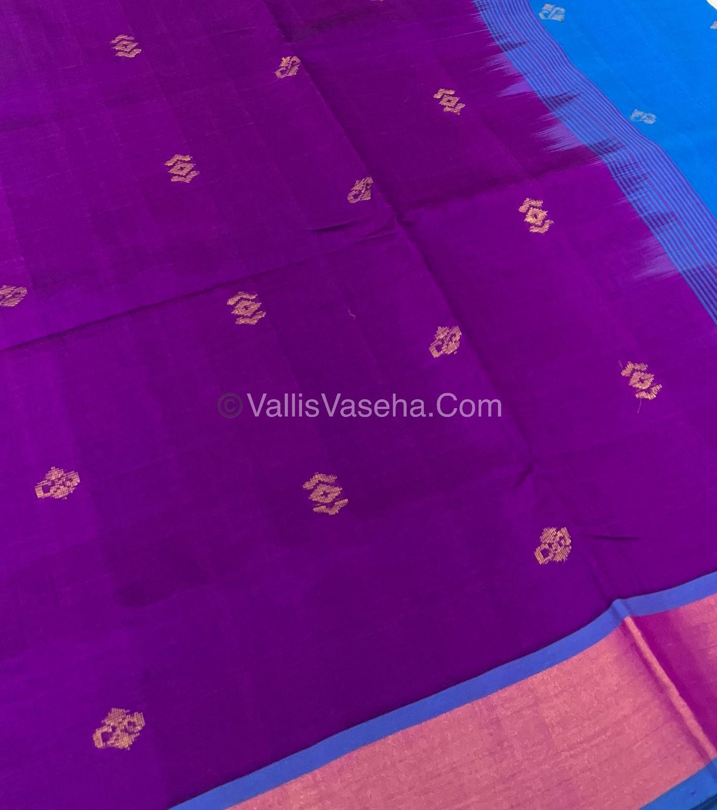 Semi Silk Cotton Saree - Purple & Blue Combo - VVSSC001