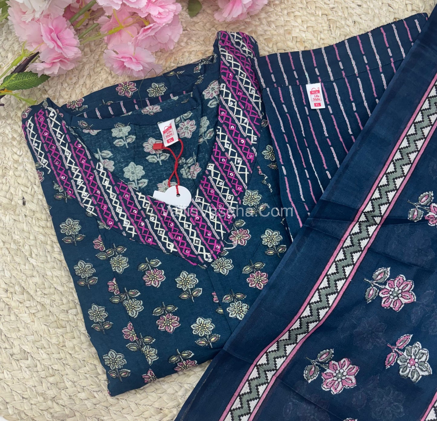 Ready Made - Anarkali - Salwar, Kameez & Duppatta(3pc)- Printed Cotton - VVAS006