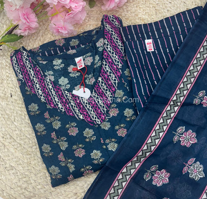 Ready Made - Anarkali - Salwar, Kameez & Duppatta(3pc)- Printed Cotton - VVAS006