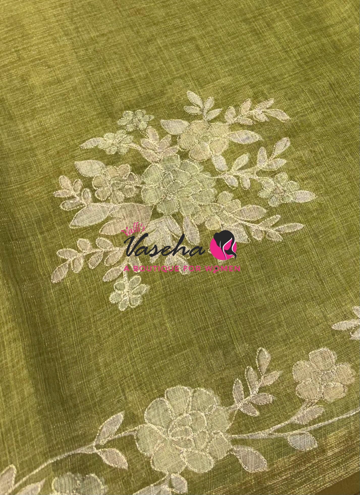 Linen Tissue Saree - Green Shade - VVLTS004