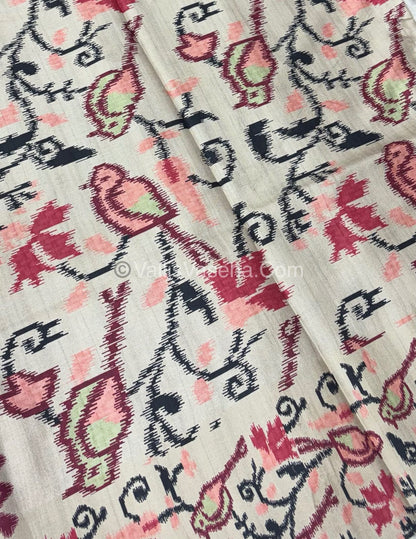 Semi Tussar Silk - Maroon  With Cream Shade  - VVSTS039