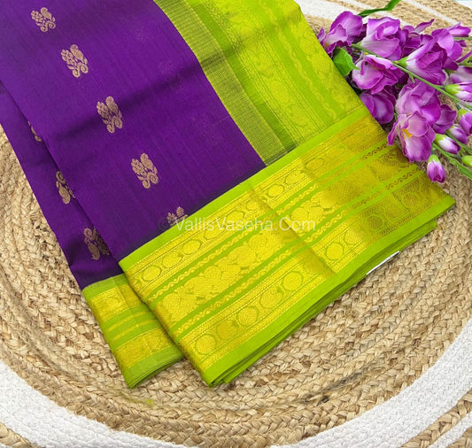 Pure Korvai Silk Cotton - Purple & Green - VVKSC025