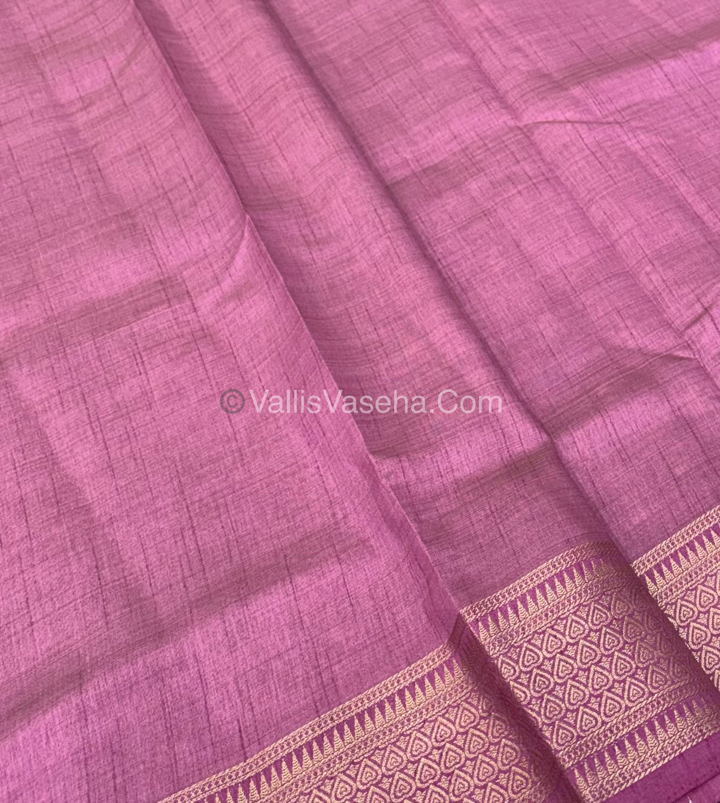 Semi Tussar Silk - Grand Pallu  - Onion Pink Shade - VVSTS020