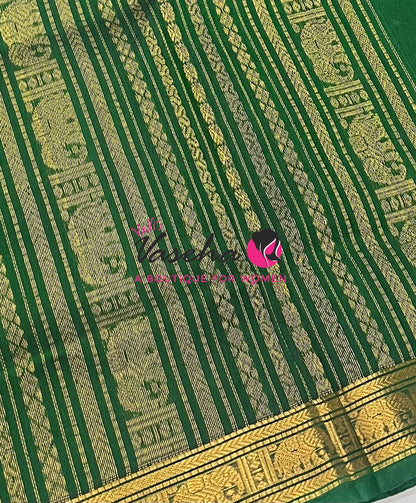 Pure Silk Cotton Saree - Retta Mayil Design - Green Shade - VVRMS001
