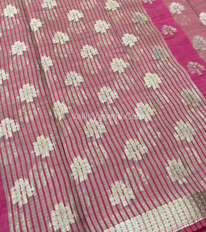 Semi Tussar Silk Saree - Dark pink Shade - VVSTS009