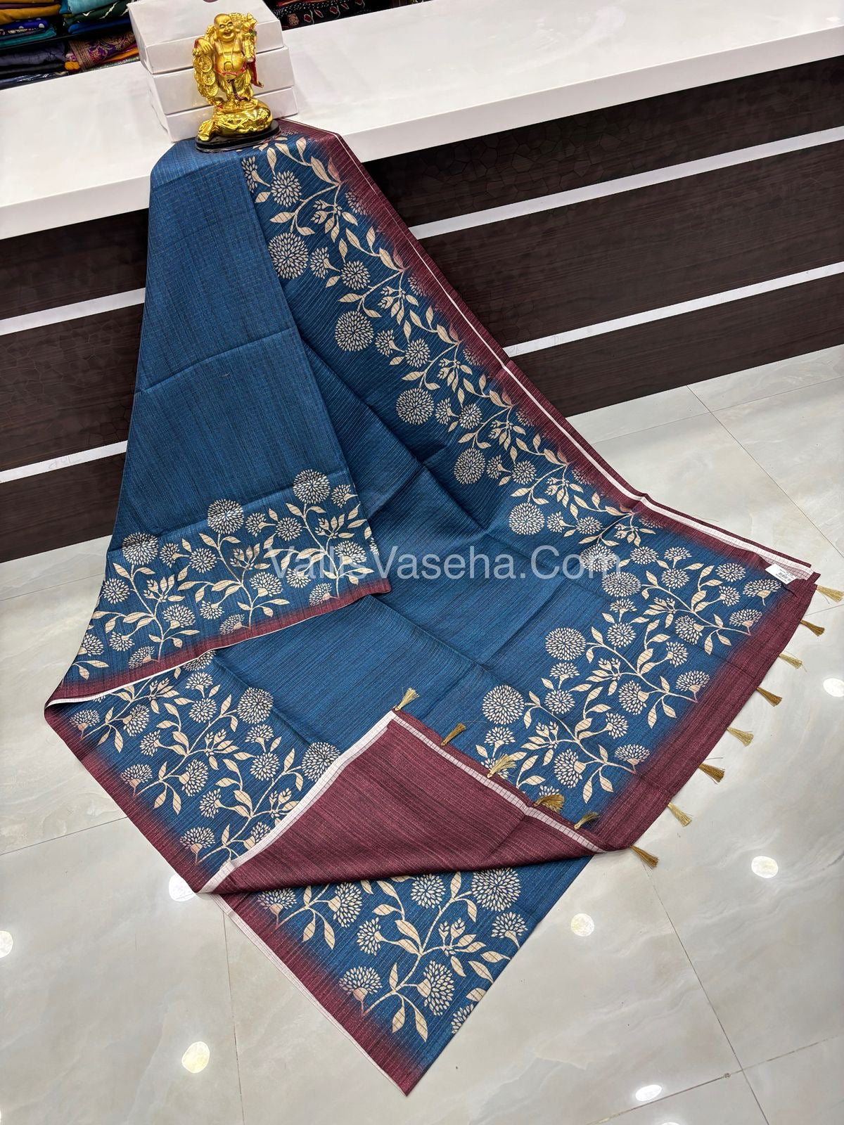 Art Tussar / Art Silk - Blue & Maroon Shade - VVATS002