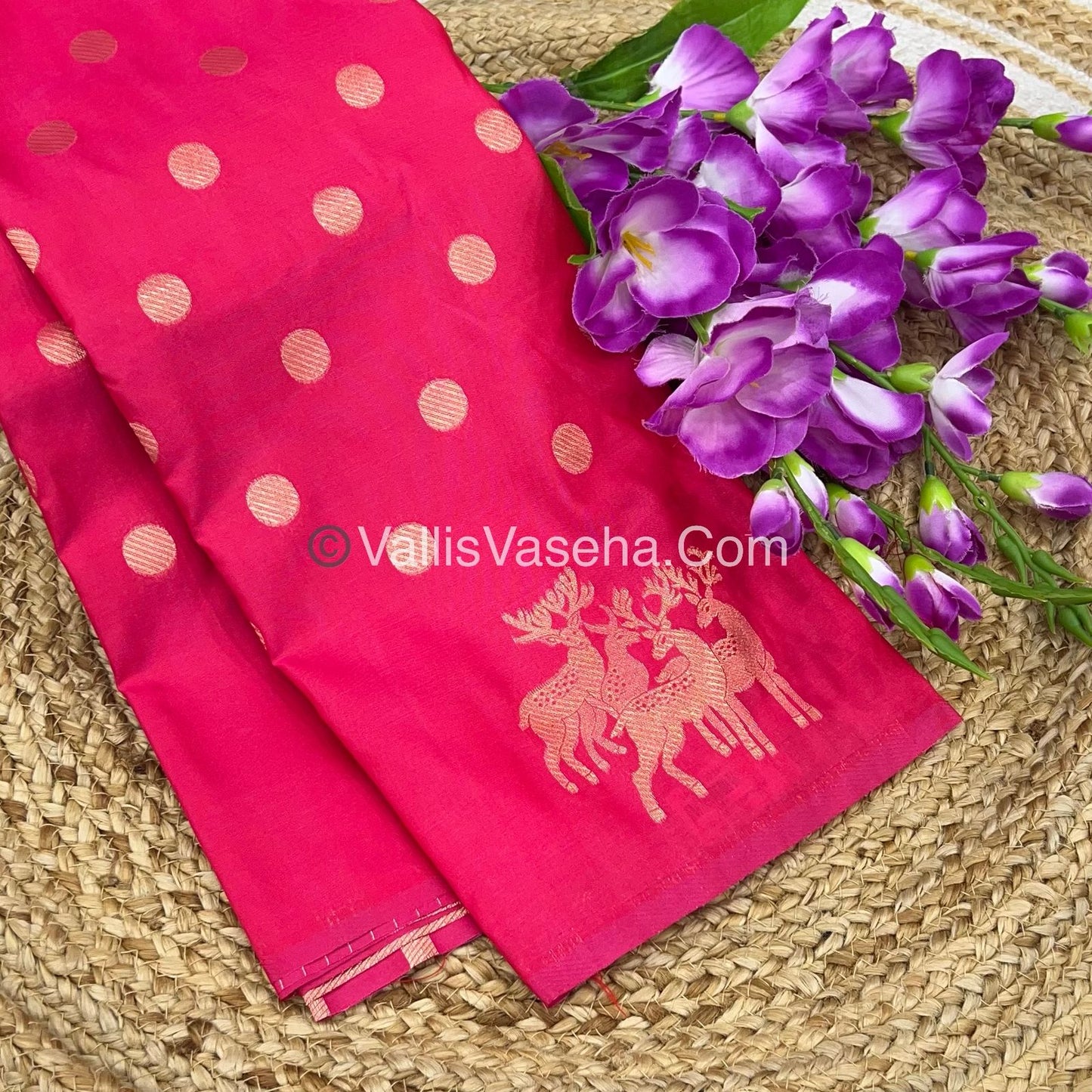 Semi Soft Silk - Deer Butta Border - Pink Shade -VVSSS017