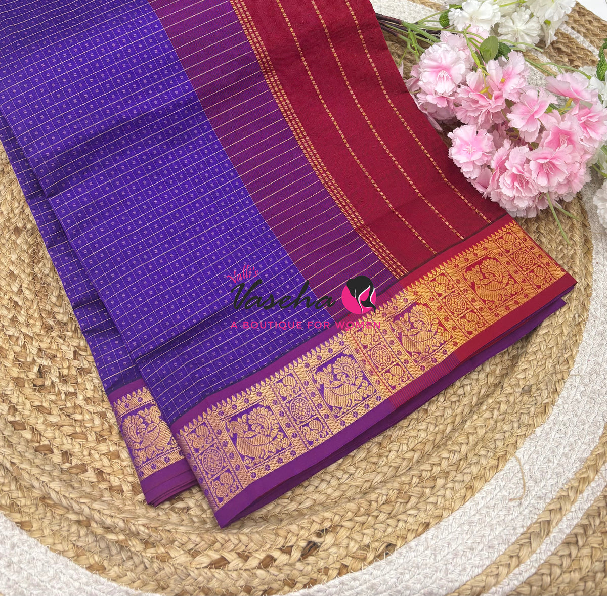 Semi Silk Cotton Saree | Lakshadeepam Design |VVSSC009