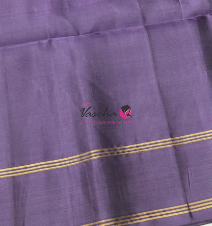 Pure Soft Silk Saree - (1.75 Warp) Kolam Design - Shade Of Grey & Light Purple Shade - VVPSS074