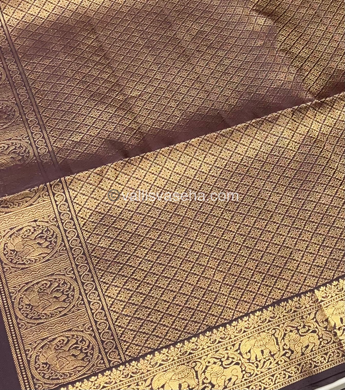 Pure Soft Silk Saree - Kanchi Border -  Brown Shade - VVPSS046