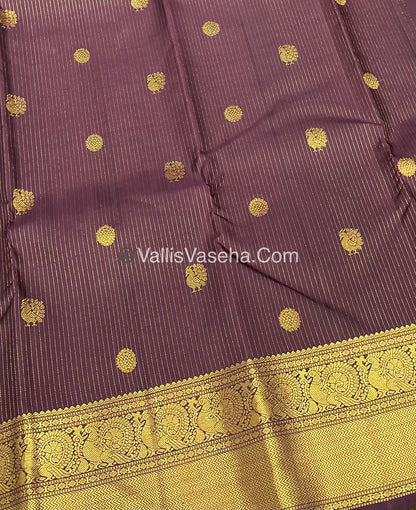 Pure Kanchipuram Silk Saree - Vaira Voosi design - Wine Brown shade - VVPS014