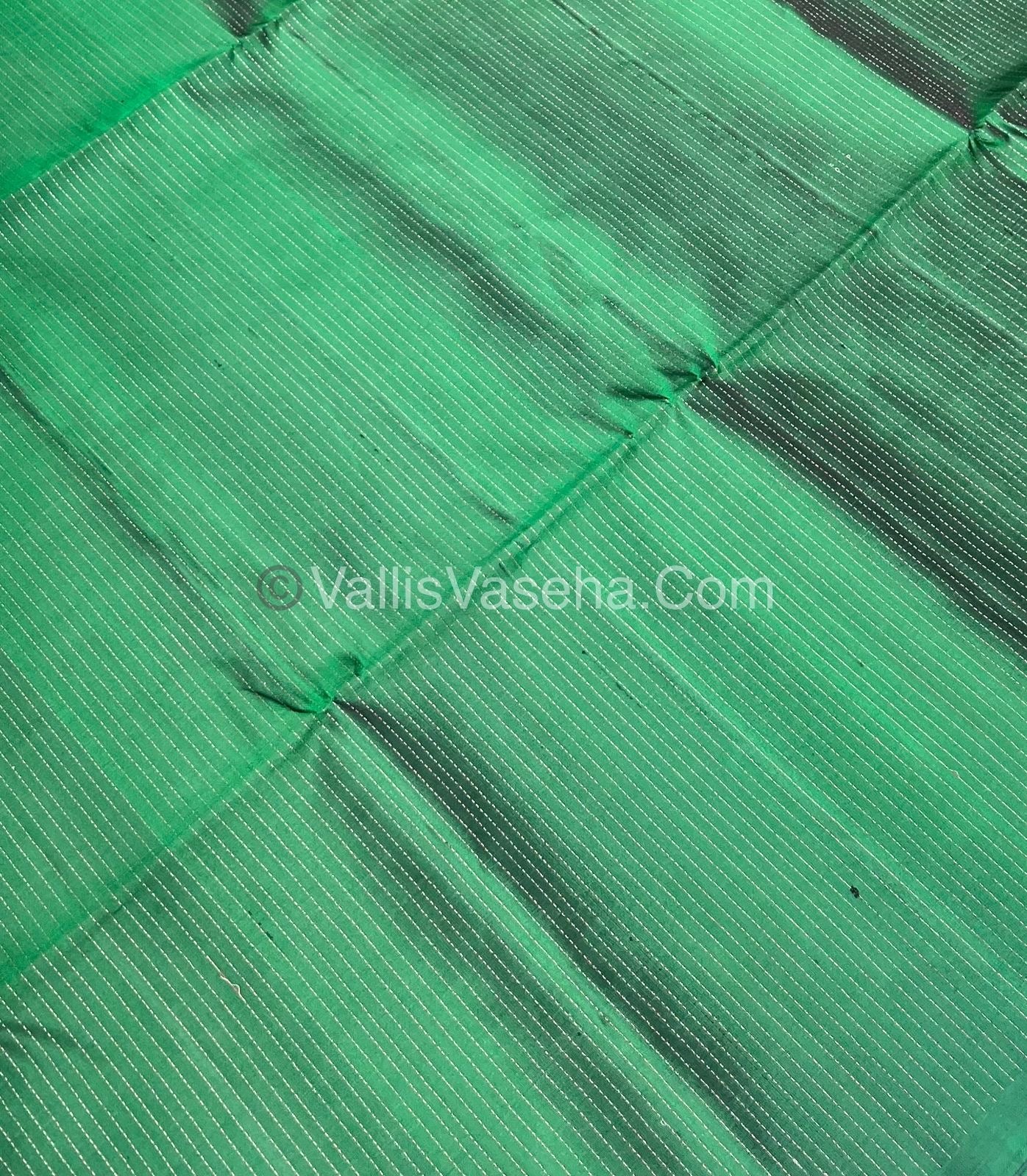 Pure Soft Silk Saree - Antique Zari - Border Less - Green - VVPSS037