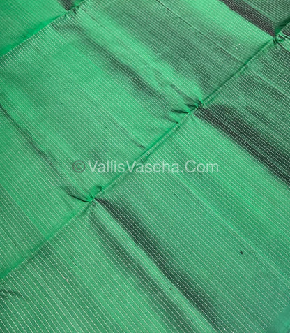 Pure Soft Silk Saree - Antique Zari - Border Less - Green - VVPSS037