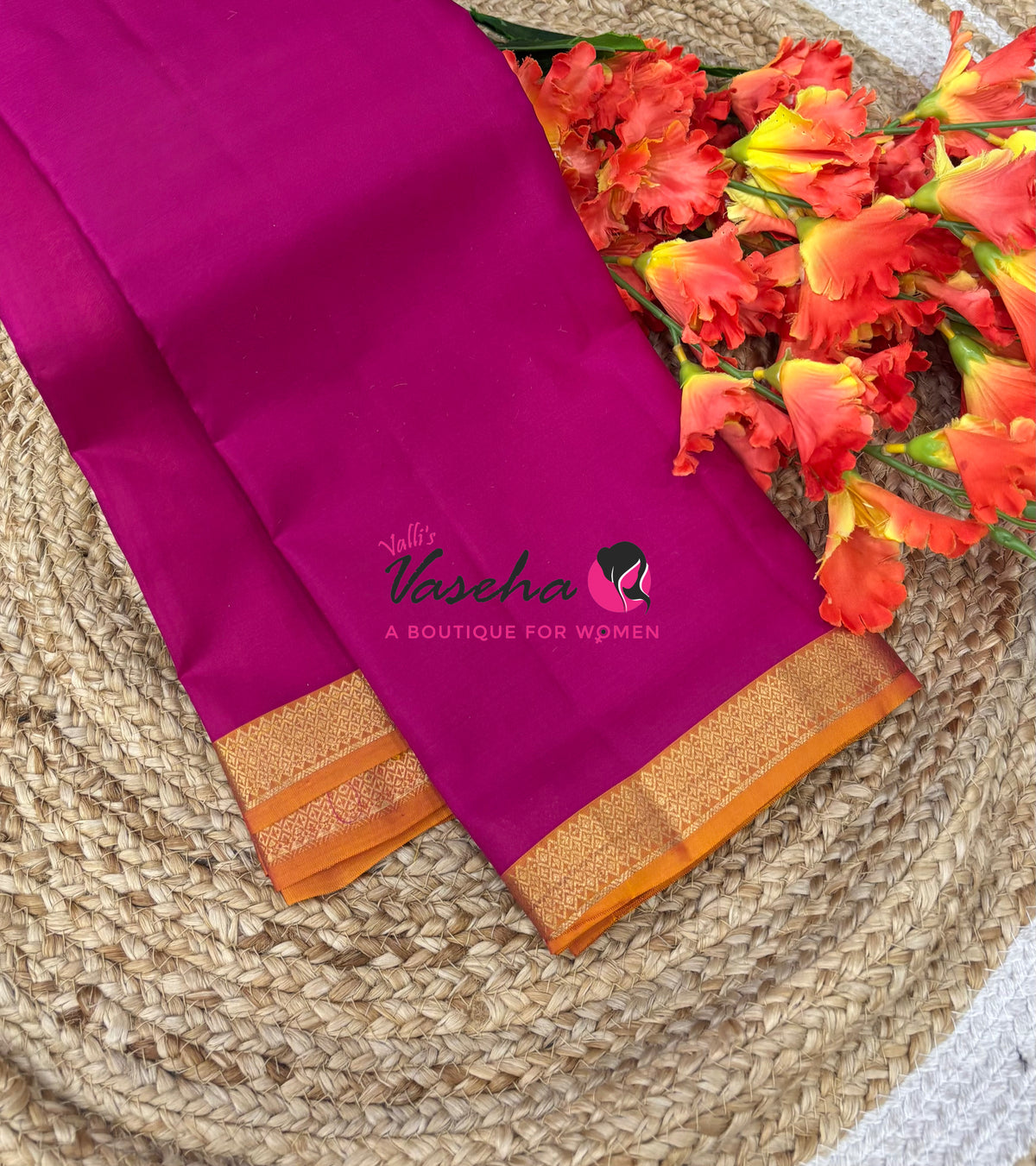 Pure Soft Silk Saree  - Pink With Yellow Combo - VVPSS146