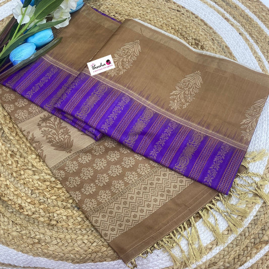 Semi Chappa Silk - Purple & Creamish chocolate - VVSC002