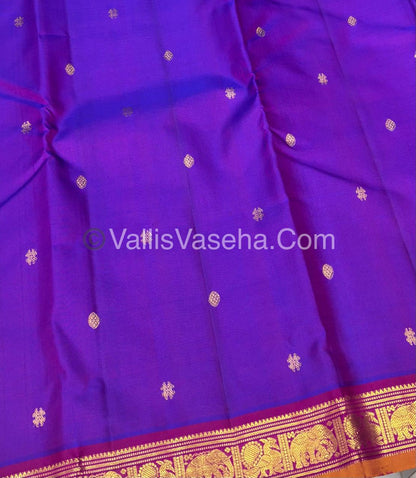 Pure Kanchipuram Silk Saree - Purple with Pink Shade  - VVPS031