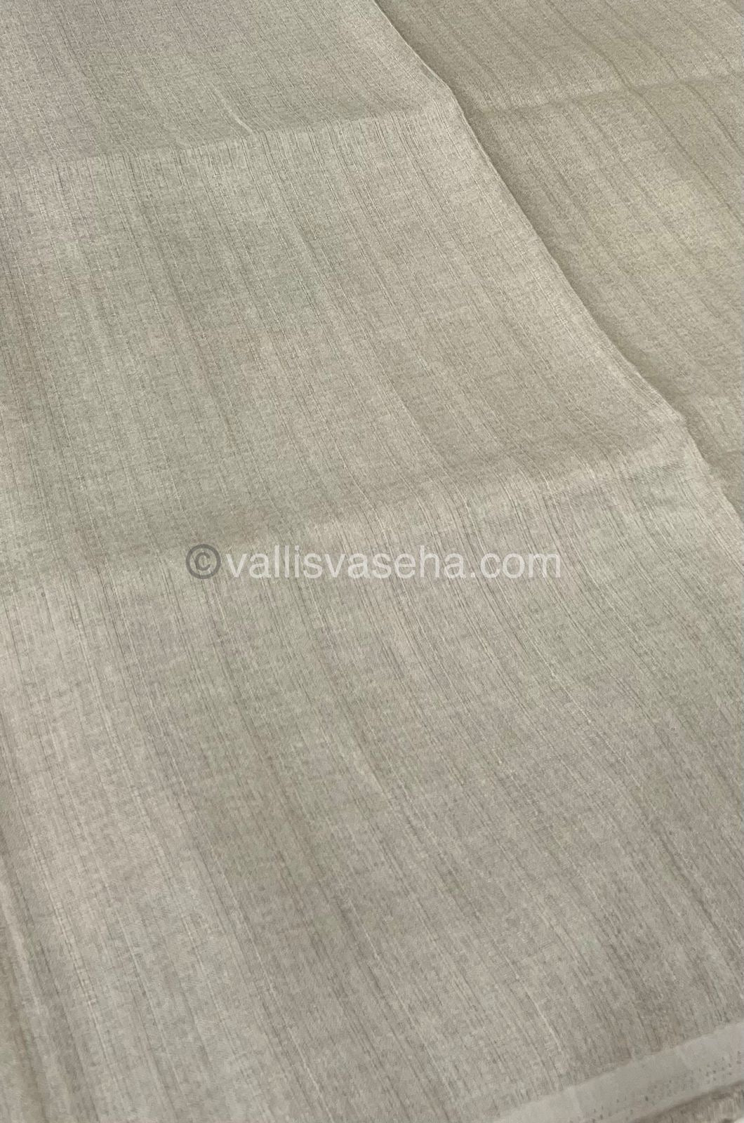 Organza Saree - Light Creamish Chikko - VVOS001