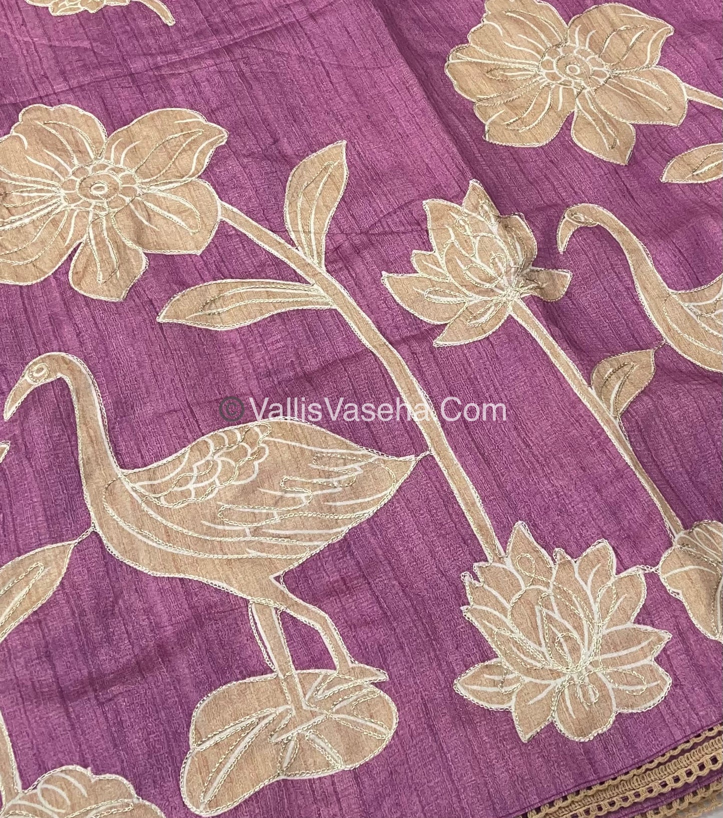 Semi Raw Silk with embroidery work - VVSRS001