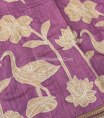 Semi Raw Silk with embroidery work - VVSRS001