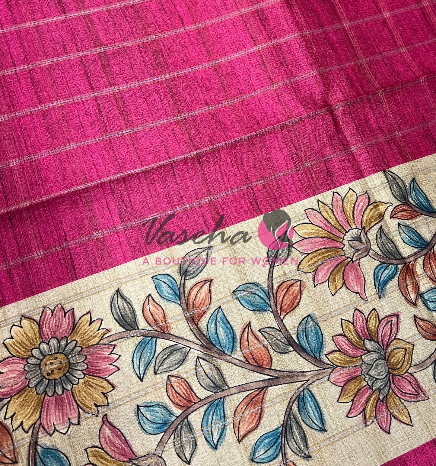 Semi Gicha Tussar Saree - checks pattern - VVSGT005