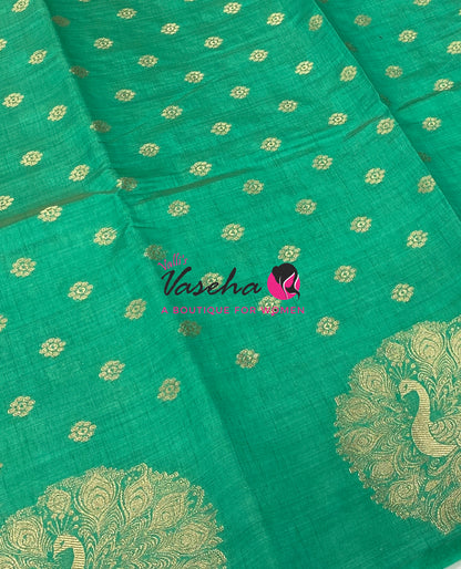 Semi Tussar Silk Saree | Ramar Green Shade |VVSTS056