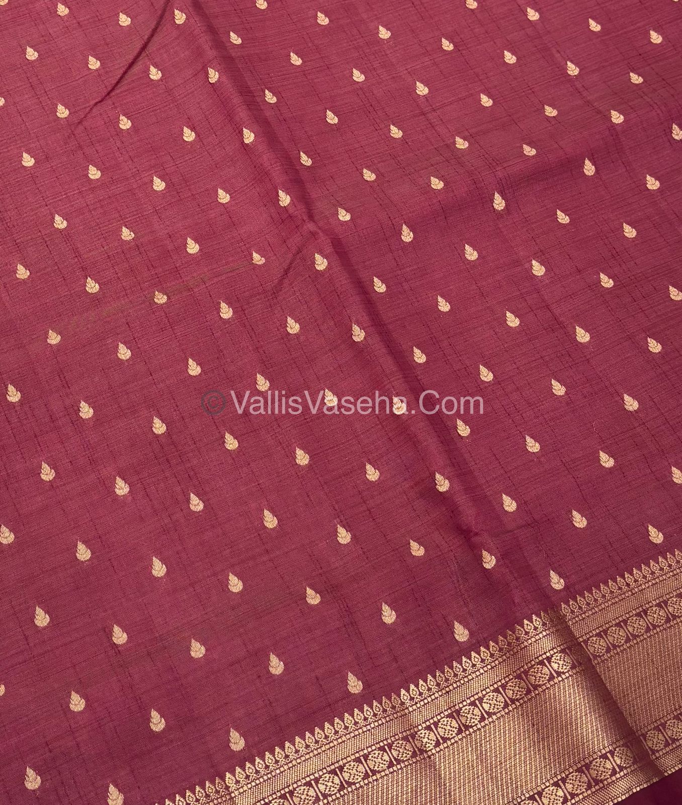 Semi Tussar Silk - Grand Pallu Wine Shade - VVSTS023