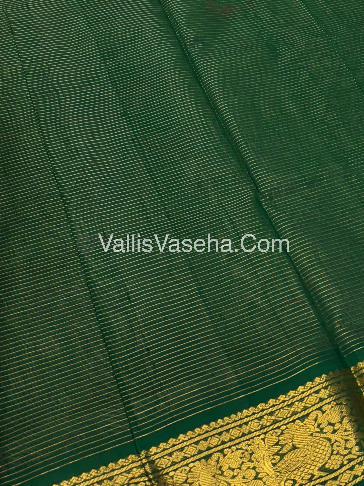 Pure Silk Cotton Sarees - Vairavoosi Lines - Grey With Green Shade - VVPSC006