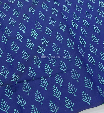 Poly Silk Mixed Printed Cotton - Sea Green with Blue - VVPCP002