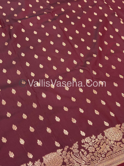 Semi Soft Silk with Border - Maroon Shade -VVSSS012
