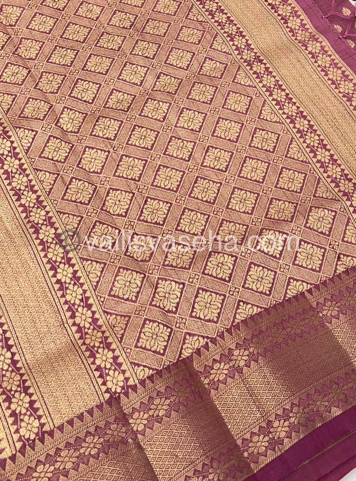 Semi Tussar Silk - Grand Pallu  - Onion Pink Shade - VVSTS017